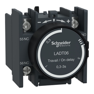 SCHNEIDER ELECTRIC LADT06 Blocco Contatti Ausiliari a Ritardo 1NO + 1NC per TeSys D 0.3-3s con Terminali ad Anello Frontali - Product Image 1