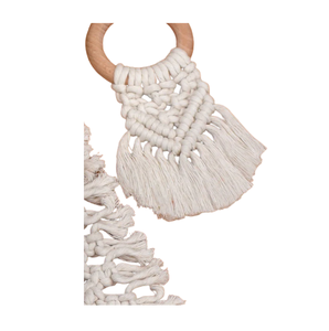 Servilleteros con cuentas de madera natural de calidad Industrial, servilleteros de decoración de granja, anillos con cuentas de madera con borlas - Product Image 1