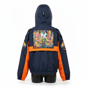 <b>Women</b> <b>Windbreaker</b> <b>Jacket</b> Nylon Polyester Fabric Blue Orange Panel Custom Logo Patch Embroidery <b>Windbreaker</b> <b>Jacket</b> For <b>Women</b> - Product Image 2