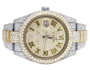 VVS Moissanite หน้าปัดโรมันประดับเพชรนาฬิกาฮิปฮอปอัตโนมัติสองโทนหรูหราออกแบบได้เองแฟชันผู้ชายจากอินเดีย - Product Image 2