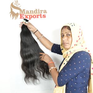 100% Cuticule Brute Alignée Vierge Indien Temple Extensions De Cheveux Humains Couleur Noire En Vrac Dentelle Tissage Lâche Profonde Super Vague Style - Product Image 3