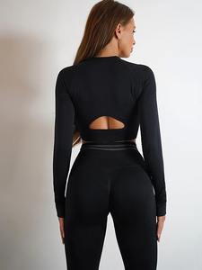 Pantalones cortos de Yoga sin costuras de cintura alta para mujer, pantalones de entrenamiento personalizados para gimnasio con cierre de cordón deportivos, conjunto de patrón sólido para correr - Product Image 6