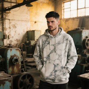 Reversible Marble Washed Hoodies Oversized Custom <b>Distressed</b> Blank Men Hoodies <b>Top</b> Quality - Product Image 1