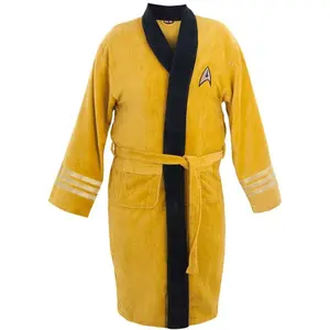 Bata de baño con borde polivinílico para mujer, ropa de dormir, traje de baño de lana de capitán Kirk para adultos