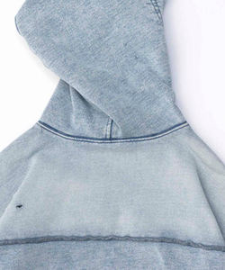 Sudaderas con capucha de algodón de peso pesado vintage desgastado con forro en blanco y logotipo personalizado con cremallera completa lavado ácido Streetwear - Product Image 5