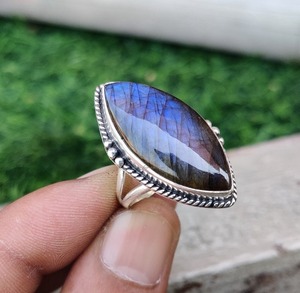 Anillo de piedras preciosas de labradorita de Plata de Ley 925 estilo bohemio, joyería hecha a mano, anillo de plata, joyería para mujer, regalo de boda para ella - Product Image 3