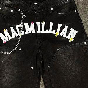 Shorts Vaqueros de Verano para Hombre, Cintura Media, Transpirables, con Logotipo Personalizado en Relieve, Estilo Urbano, con Piedras y Bordado Decorativo - Product Image 5