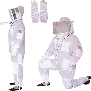 Costume d'apiculture complet à 3 couches de haute qualité en coton respirant ininflammable avec vêtements de sécurité en voile de maille - Product Image 5