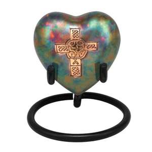 Urnes de crémation en croix de bronze gravées pour adultes et animaux de compagnie Urne commémorative en forme de cœur en métal personnalisable à des prix bon marché - Product Image 1