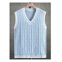 Gilet pull sans manches unisexe en acrylique 100% à col en V, motif torsadé de luxe, personnalisable sur le devant, grandes tailles