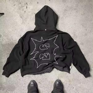 Sudaderas con capucha para hombre con logotipo personalizado al por mayor, Jersey de algodón de gran tamaño 100%, sudaderas bordadas de peso pesado sin cordón para primavera - Product Image 2