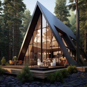 Bungalow Triangular Moderno de Madera de Vidrio para Villa Cocina Baño Hotel Sala de Estar Dormitorio Oficina Aplicaciones de Construcción - Product Image 1