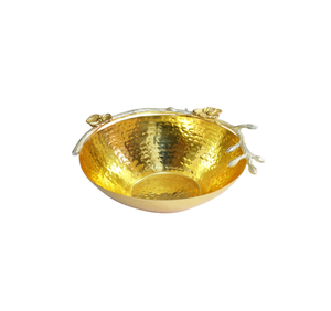 Modern Metal Fruit Bowl Hammered Silver With Steel Stand Work Round Shape Serving Bowl With Gold Metal Stand Modern Polished - Product Image 5