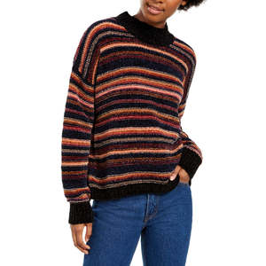 Cardigan Nero in Ciniglia con Collo Alto per Bambina Hippie Rose, Taglia Junior, Casual, Traspirante, alla Moda, Autunno/Inverno - Product Image 1