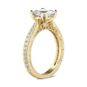 Jeulia Gold Tone Milgrain Princess Cut Diamond Sterling Silver Ring - Product Image 3