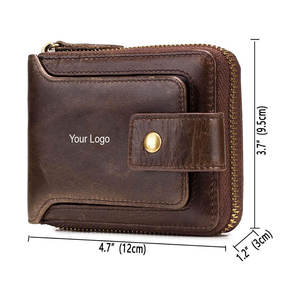 Hot Selling Genuine Leather Mens RFID Blocking Bifold Wallet with Zip Card Holder Durable Gradient Color Trending - Product Image 1