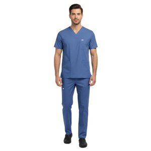 High Quality Men Nurse Work <b>Scrub</b> Set Comfortable Lightweight Top Elastic Waist Pants Hospital Uniform Wholesale Knitted Spandex - Product Image 6