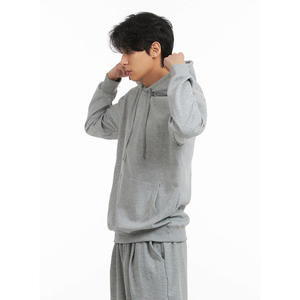 Sudadera con capucha de lana ligera de alta calidad para hombre, 100% de algodón, gris sólido, etiqueta de cuello personalizada, ropa de calle disponible en talla XS de invierno - Product Image 3