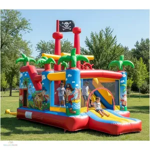 บ้านลมเป่าลมธีมโจรสลัดพร้อมสไลเดอร์สำหรับเด็กเล่นกลางแจ้ง ทำจาก PVC - Product Image 3