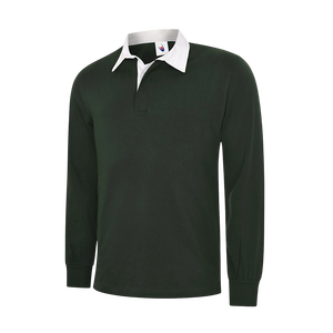 高品質メンズ100% ポリエステルラグビーシャツ長袖クラシックデザイン耐久性快適カジュアルスポーツウェア通気性 - Product Image 4