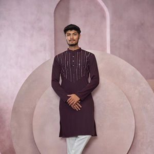 Wine Glow diseñador Kurta Brocade Rajwadi Kurta Bandhgala Rajwadi Kurta - Product Image 1