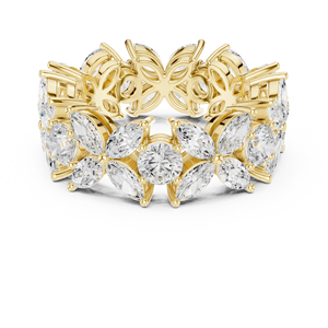 Adrona 10K แหวนหมั้นเพชรโมอิสฮาโลคลาสสิกสีทอง - Product Image 5