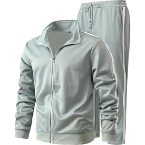 Chándal con cremallera para hombre con tela lisa y propiedades de absorción de humedad - Product Image 3