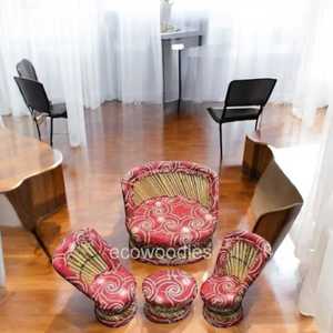 Handmade Bamboo Sofa Chair Ottoman Set For Newborn <b>Kids</b> Patio Sofa For Indoor & Outdoor Photoshoot Furniture Bone Inlay Console - Product Image 1