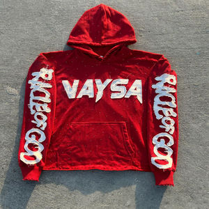 Custom made rhinestone <b>hoodies</b> heavy weight fully embroidered <b>men's</b> <b>hoodies</b> - Product Image 1