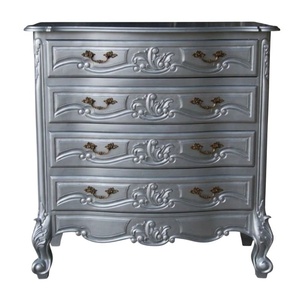 Commode haute de luxe en argent style français, ensembles de chambre à coucher, commode en bois pour mobilier antique de maison et d'hôtel - Product Image 5