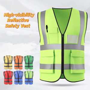 Gilet de sécurité de travail réfléchissant léger en polyester fluorescent à haute visibilité avec plusieurs poches - Product Image 2