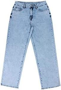 100% coton taille haute grande taille cloche bas petit ami jean pour femmes été plat avant avec fermeture à la taille élastique - Product Image 6