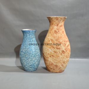 Últimos diseños Jarrón de metal rosa de moda con elegante forma de Cono doble y textura moteada para decoración contemporánea - Product Image 2