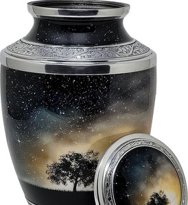 Elegant Art Deco Aluminium Cremation Urn Tabletop <b>Vase</b> Size S for Home Burial <b>Memorial</b> for Dad's Ashes Adult Male Use - Product Image 1