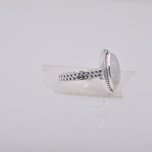 925 Sterling Silver Classic Marquise Shape Bezel Setting Ring Rainbow <b>Moonstone</b> Gemstone Women's Wedding Anniversary Party - Product Image 3