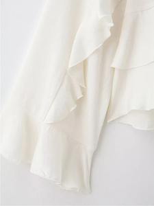 2025 printemps volants pli Blouse femmes élégant coton Blouses pour femmes à manches longues chemises et chemisiers femme hauts - Product Image 6