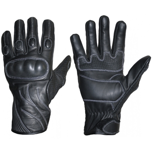 Guantes deportivos de carreras de motos unisex, piel de vaca auténtica negra pura, nudillo blindado, estampado, transpirable, ropa de carreras de automóviles - Product Image 1