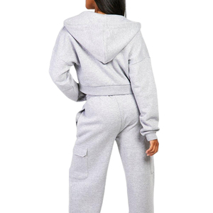 Nuevas Sudaderas Cortas con Capucha para Mujer al por Mayor, de Alta Calidad, con Logotipo Personalizado, Material de Algodón 2025 - Product Image 3