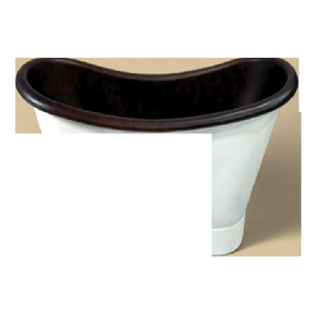 Baignoire autoportante en cuivre, forme rectangulaire, luxe, faite à la main, finition émail blanc/noir, style antique, durable, écologique, premium - Product Image 1