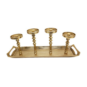 Portavelas de aluminio decorativo para el hogar con asa, soporte de vela de Color dorado de latón en bruto, hecho a mano, personalizado - Product Image 3