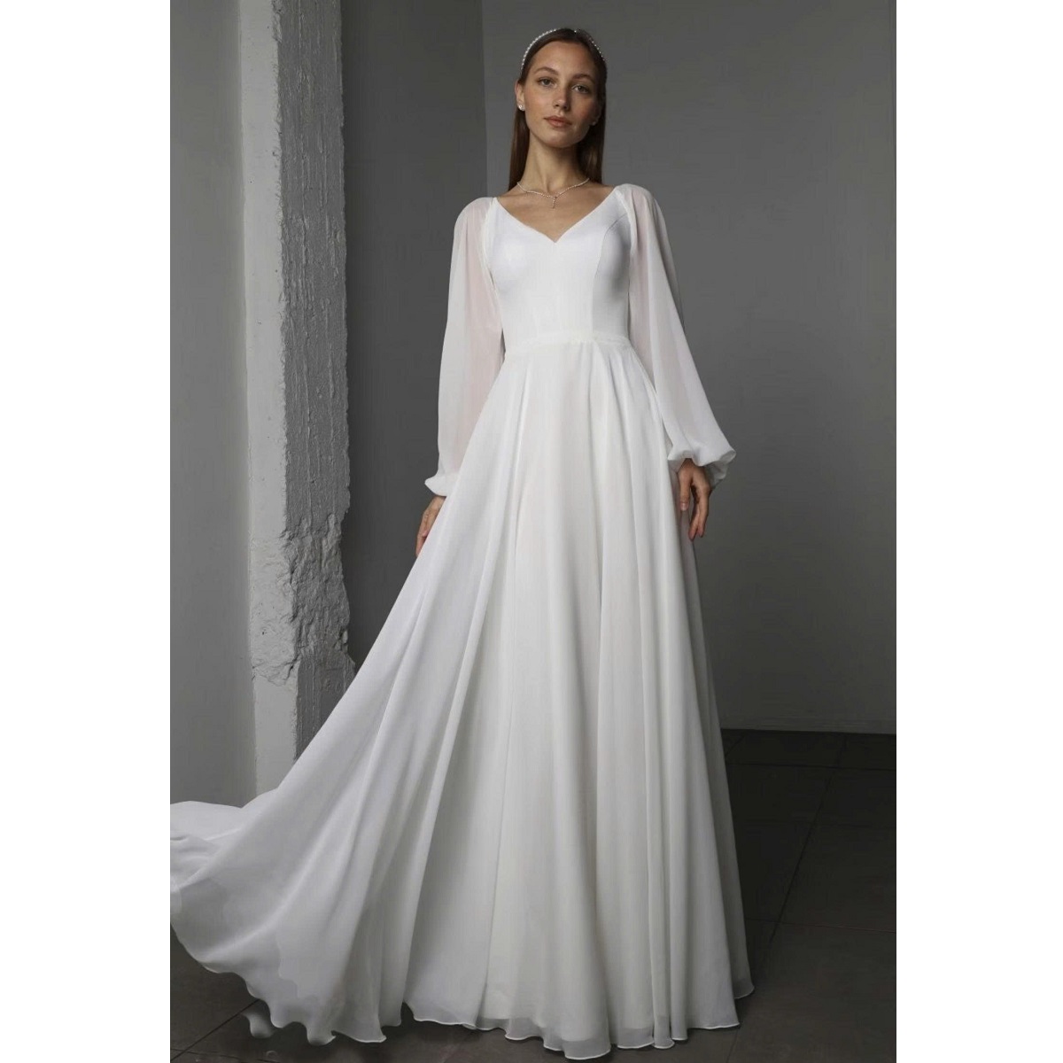 Elegant Long White Chiffon Dresses for Women's Fashion