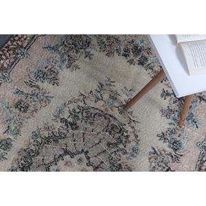 พรมวินเทจขนาด 5.9x6.6 ฟุต สีน้ำตาลลายดอกไม้ พรมขนสัตว์ตุรกี - Product Image 5