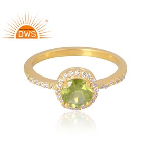 แหวนพลอย925ชุบทอง18K จากธรรมชาติ CZ และ Peridot Demi - Product Image 3