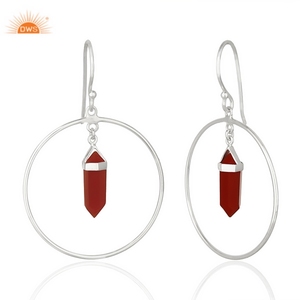 Pendiente colgante de piedras preciosas de ónix rojo Natural de plata de ley de nuevo diseñador, joyería para mujer, regalo para ella - Product Image 1