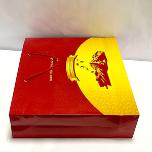 Sac cadeau en papier rouge de luxe personnalisé avec estampage doré pour la nourriture nutritive pour les oiseaux, emballage vide, fabricant - Product Image 4