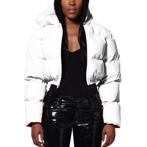 Chaqueta acolchada de invierno de tendencia para mujer, abrigos de burbujas personalizables para clima frío, método tejido, Color blanco, cómodo - Product Image 1