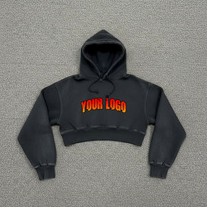 Ensemble de survêtement pour femme avec haut court à séchage rapide, service OEM, prix de gros, fabrication sur mesure de hauts courts à capuche pour femme - Product Image 3