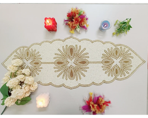 Coureur perlé exclusif 2025 vente en gros tapis de table à manger perlé de luxe moderne tapis fait main de qualité supérieure pour les fêtes, les événements - Product Image 4