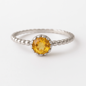 Anillo de Plata con Baño de Rodio y Citrino en Bisel, Diseño Geométrico Bohemio, Unisex, para Bodas, Compromisos, Fiestas y Uso Diario - Product Image 5