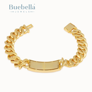 Venta caliente 15mm 18K Chapado en oro 925 Plata VVS Moissanite Diamond Iced Classic Logo Pulsera de eslabones cubanos - Product Image 3